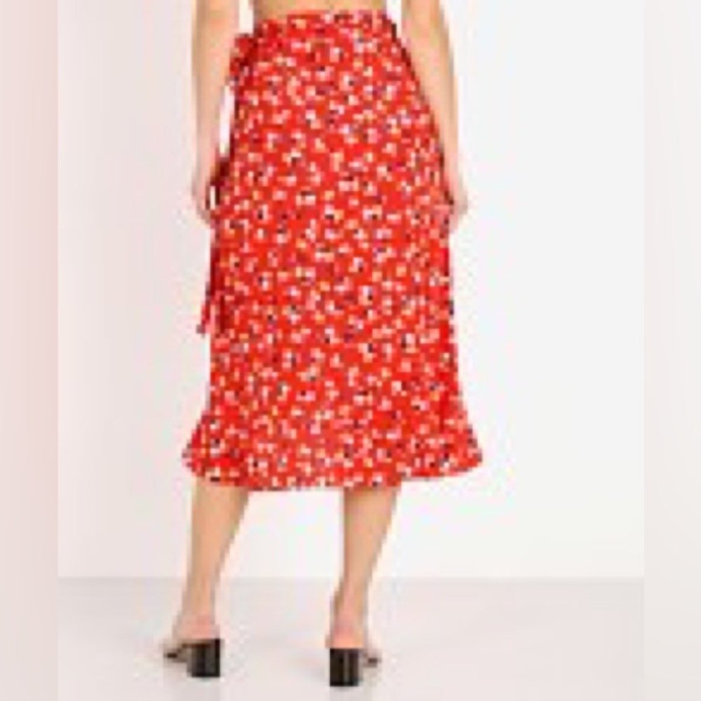 FAITHFULL THE BRAND Celeste Wrap Skirt in Red Jasmine Floral (15) - Picture 3 of 7